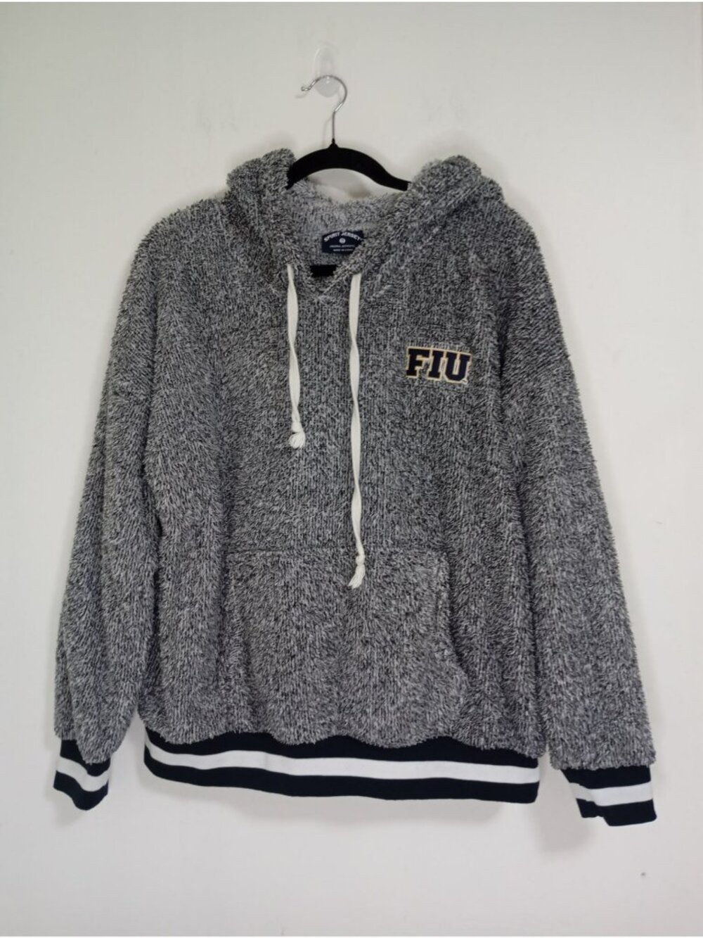 FIU Gray Sherpa Hoodie By Spirit Jersey Size L Soft Fleece 100% polyester unisex
